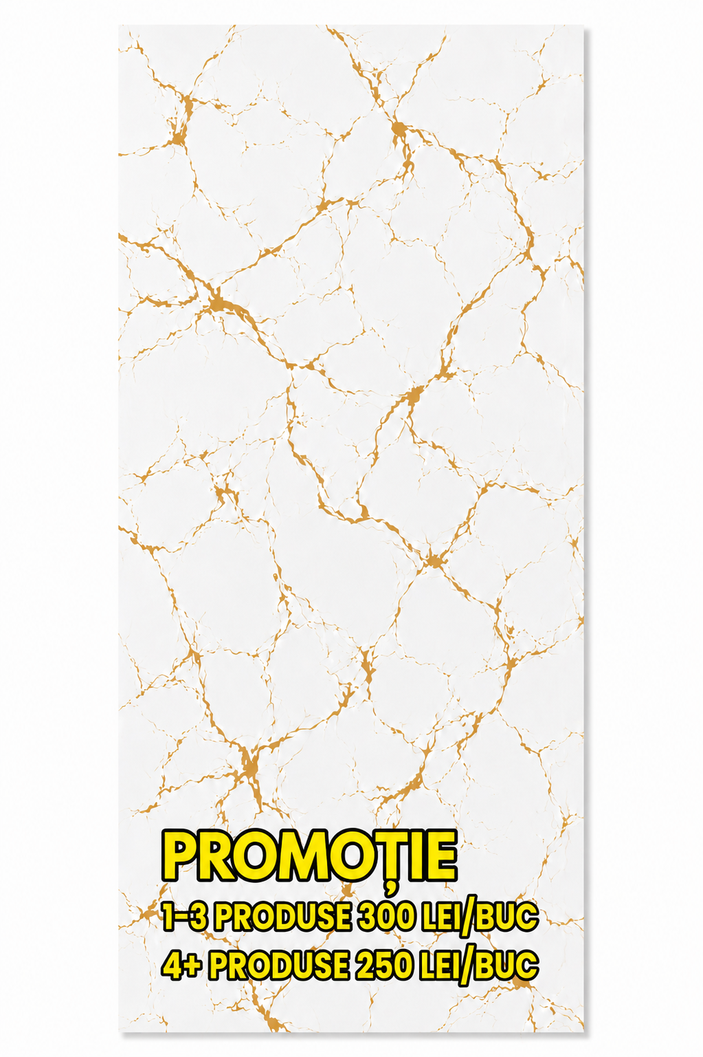 Placa Decorativa SPC Imitatie Marmura, 2800 x 1200 x 3 mm, Model Alb cu Venatura Aurie (Suprafata Lucioasa)