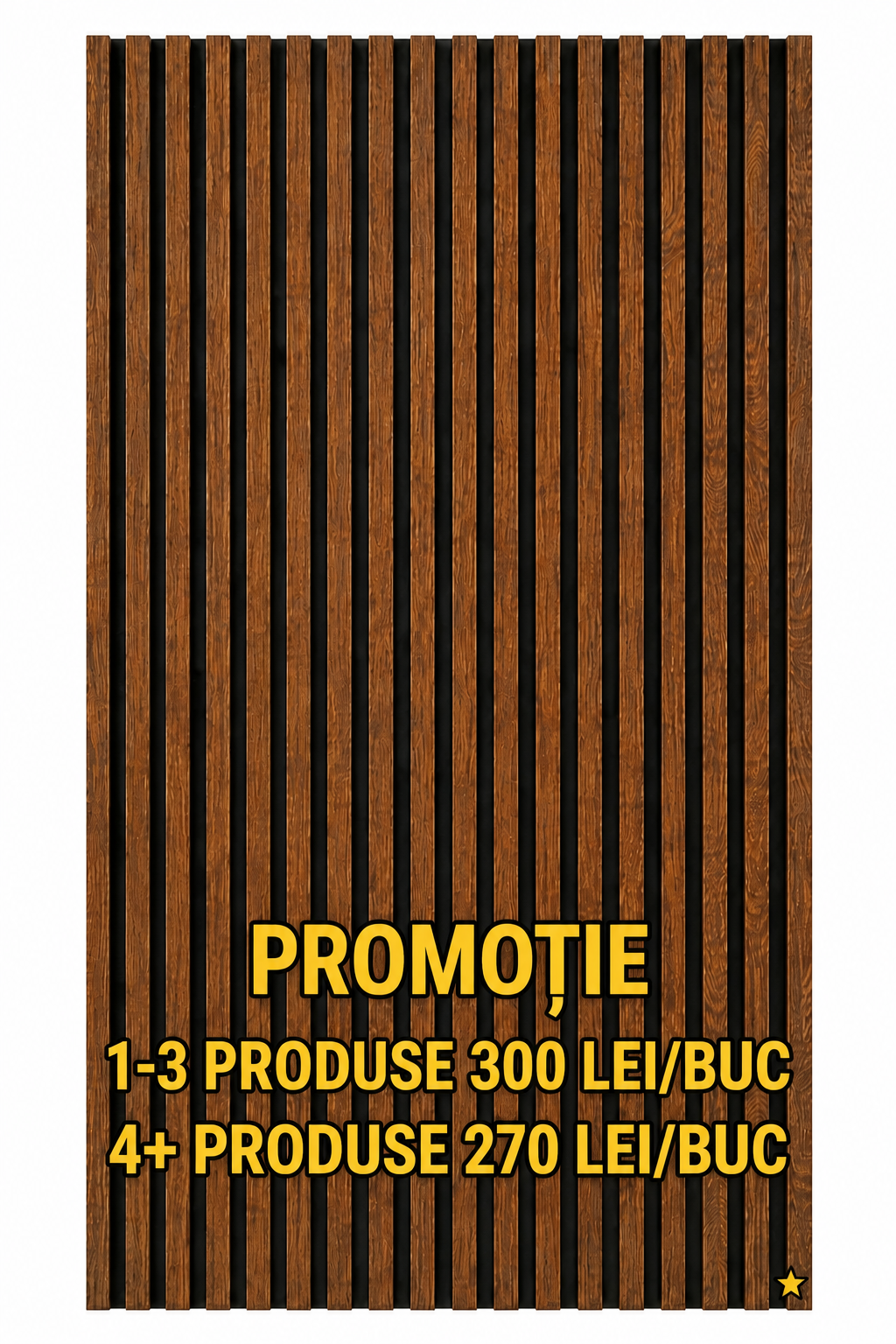 Panou Riflaj Decorativ, MDF, 2800 x 1000 x 11 mm, Stejar Inchis