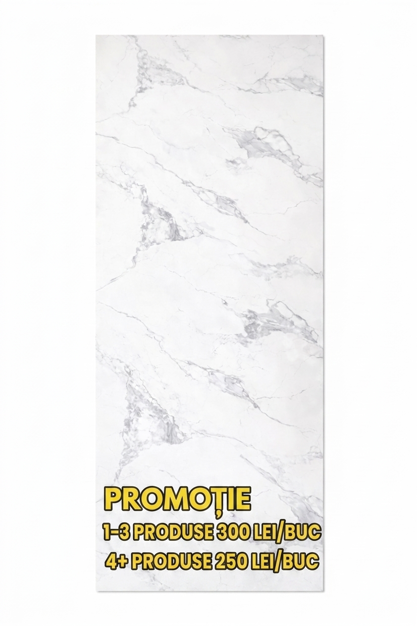 Placa Decorativa PVC Imitatie Marmura, 2800 x 1200 x 3 mm, White Grey (Suprafata Lucioasa)