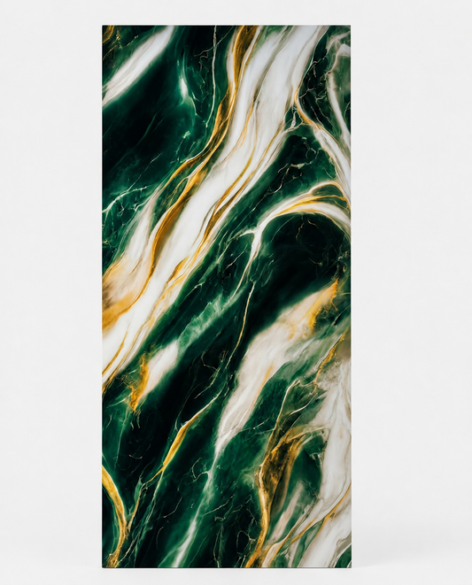 Placa Decorativa SPC Imitatie Marmura, 2400 x 1200 x 4 mm, Green and Gold Luxury(Suprafata Lucioasa))