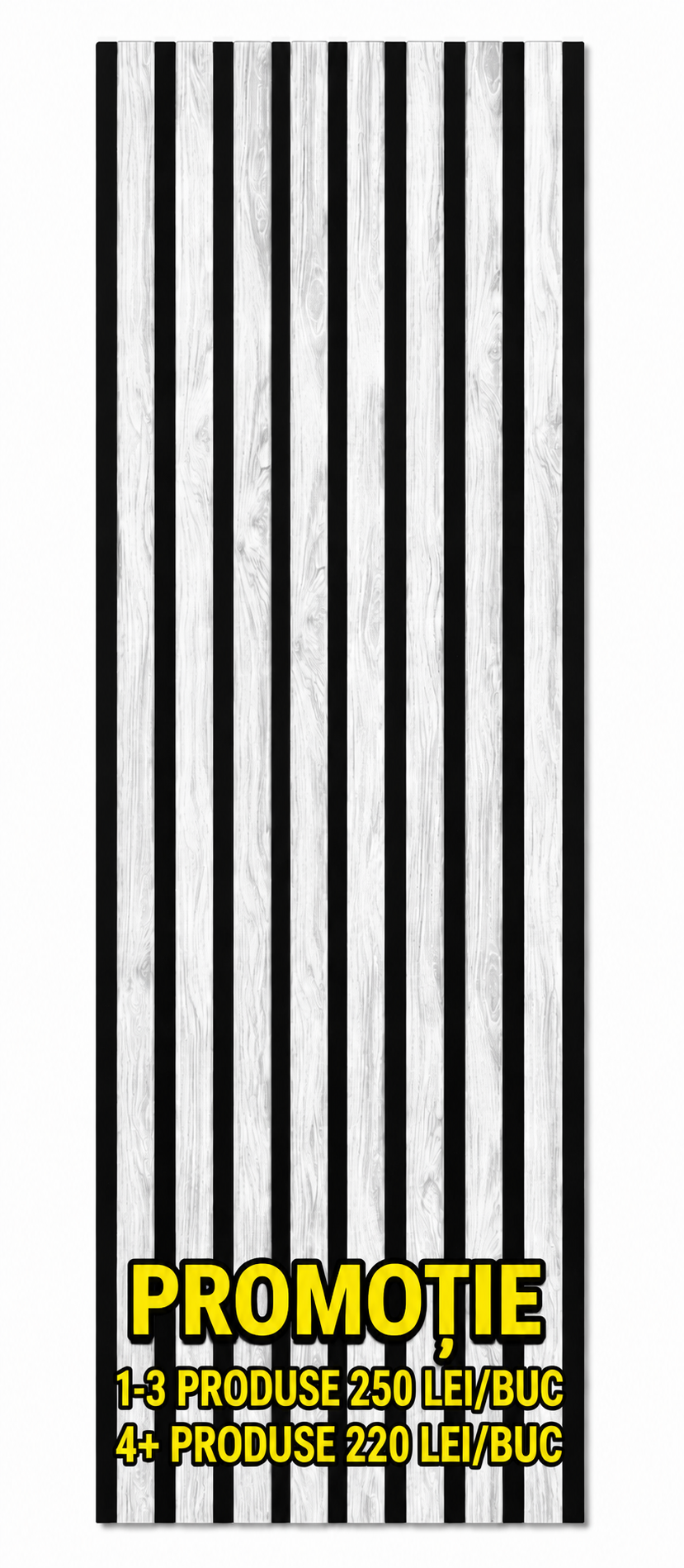 Panou Riflaj Decorativ, MDF, 2800 x 500 x 24 mm, Alb cu Imprimeu