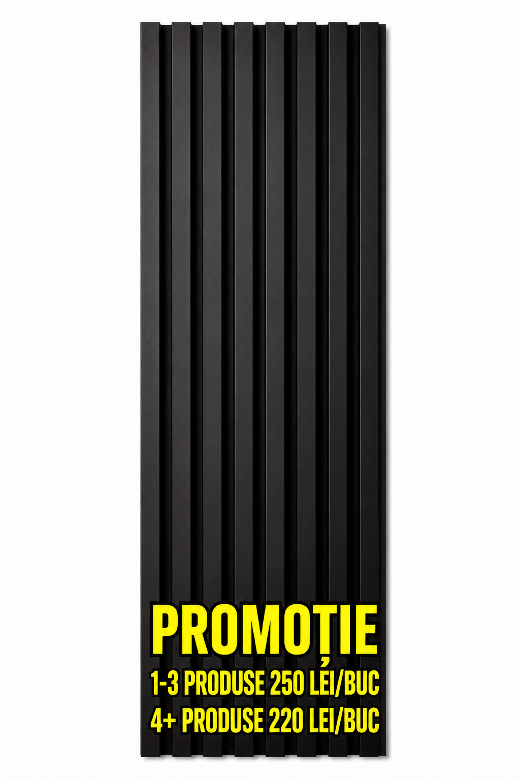 Panou Riflaj Decorativ, MDF, 2800 x 500 x 24 mm, Negru