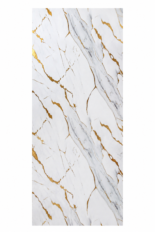 Placa Decorativa SPC Imitatie Marmura,  2400 x 1200 x 4 mm, White and Gold Luxury(Suprafata Lucioasa)
