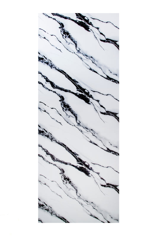 Placa Decorativa PVC Imitatie Marmura, 2800x1200 mm, Alb cu Negru - PanelDecorArt