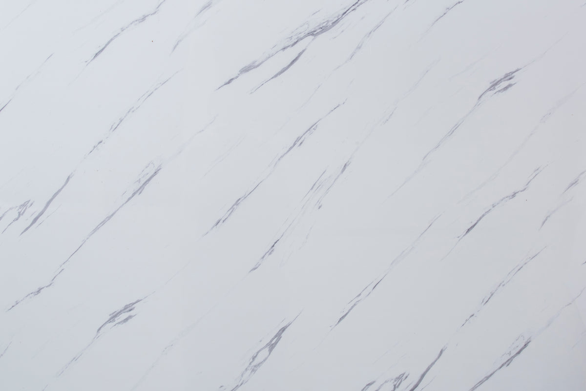 Placa Decorativa PVC Imitatie Marmura, 2800x1200 mm, Alb cu Dungi Gri - PanelDecorArt
