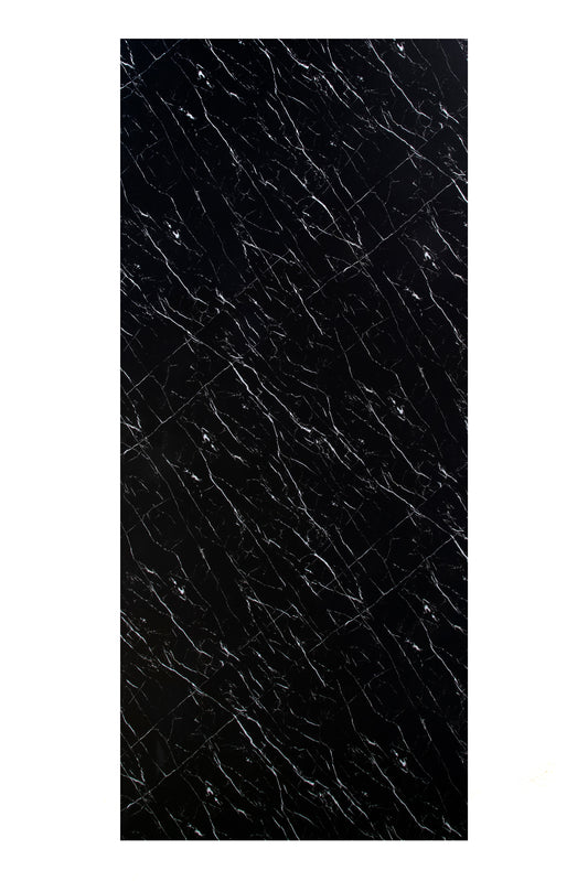 Placa Decorativa PVC Imitatie Marmura, 2800x1200 mm, Negru mat cu Veniatura Alba - PanelDecorArt