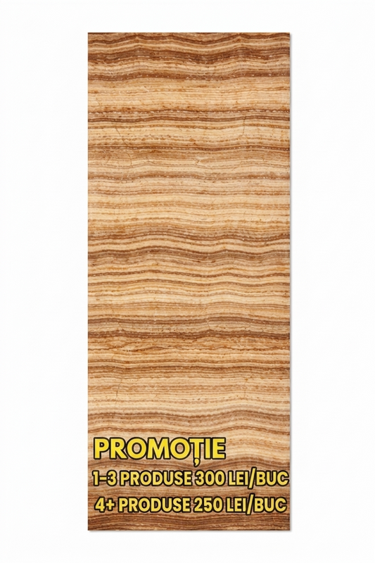 Placa Decorativa SPC Imitatie Marmura, 2800 x 1200 x 3 mm, Brown Waves (Suprafata Lucioasa)