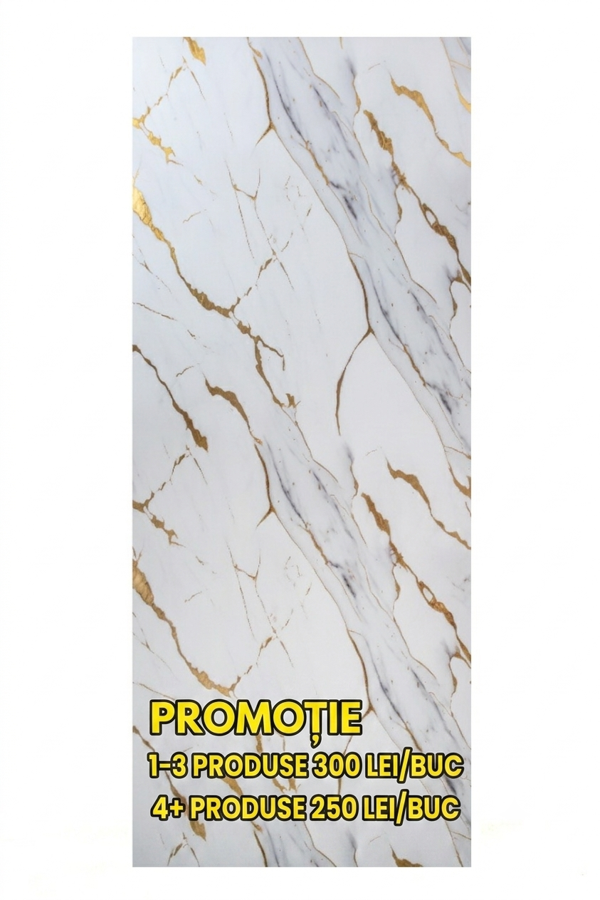 Placa Decorativa SPC Imitatie Marmura, 2800 x 1200 x 3 mm, White and Gold Luxury(Suprafata Lucioasa))