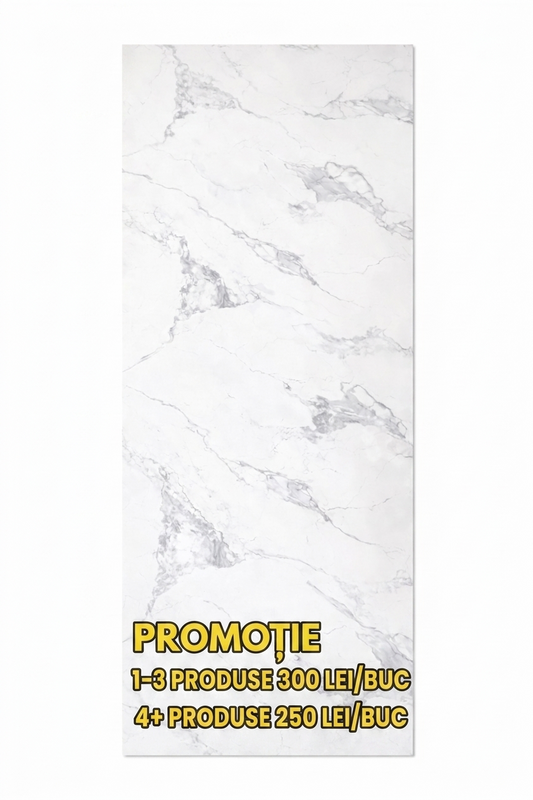 Placa Decorativa PVC Imitatie Marmura, 2800 x 1200 x 3 mm, White Grey (Suprafata Lucioasa)