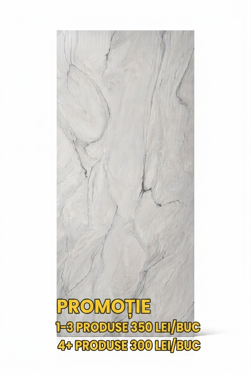 Placa Decorativa SPC Imitatie Marmura, 2800 x 1200 x 5 mm, Blue with 3D Lines
