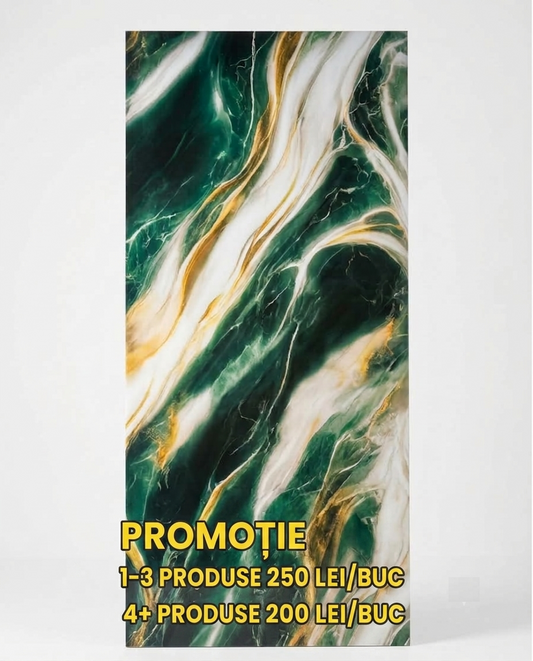 Placa Decorativa SPC Imitatie Marmura, 2400 x 1200 x 3 mm, Green and Gold Luxury(Suprafata Lucioasa))