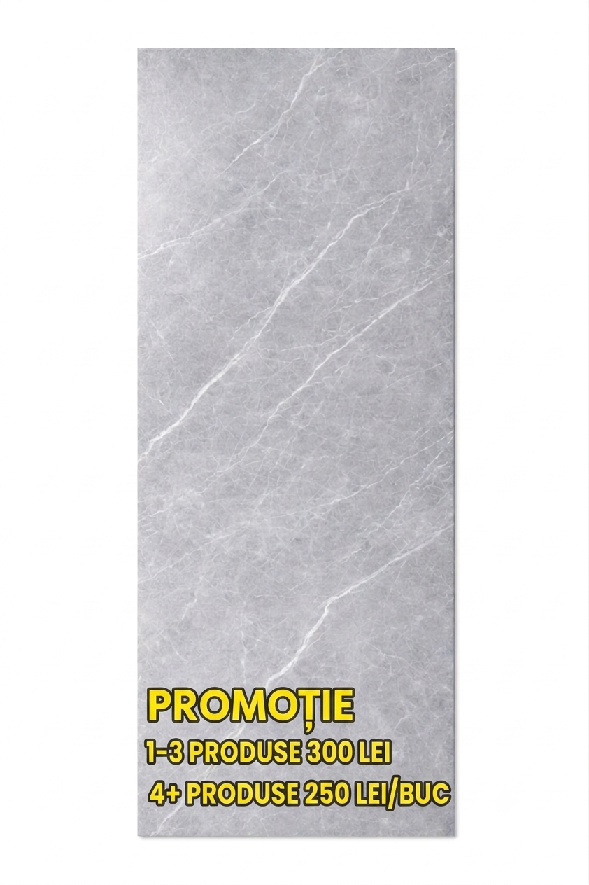 Placa Decorativa SPC Imitatie Marmura, 2800 x 1200 x 3 mm, Gri cu Linii Albe (Suprafata Lucioasa)