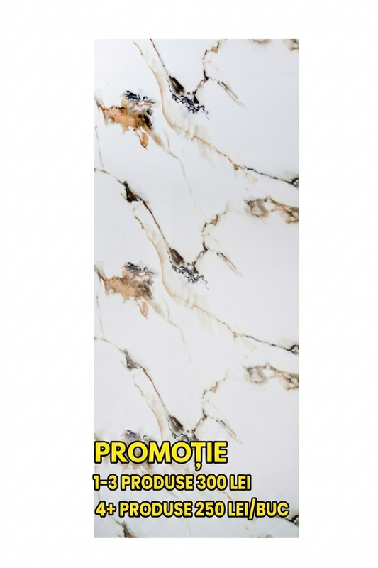 Placa Decorativa SPC Imitatie Marmura, 2800 x 1200 x 3 mm, White Sensation(Suprafata Lucioasa)