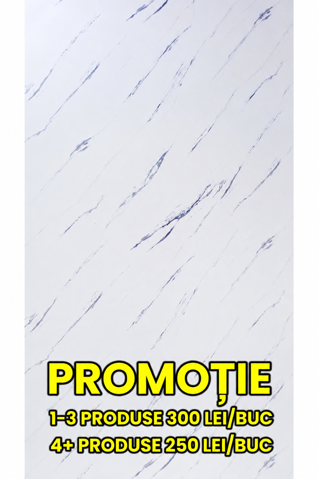 Placa Decorativa PVC Imitatie Marmura, 2800x1200 mm, Alb cu Dungi Gri