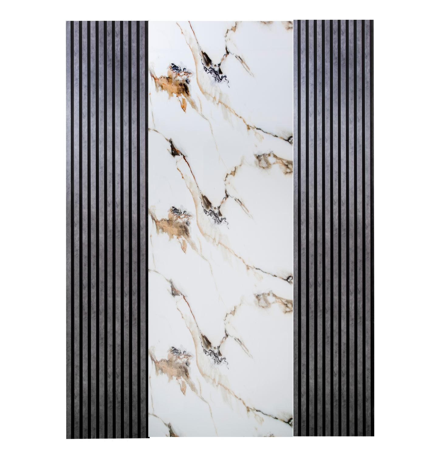 Pachet cu 2 panouri riflaj antracite si o placa decorativa White and Gold Luxury – PanelDecorArt