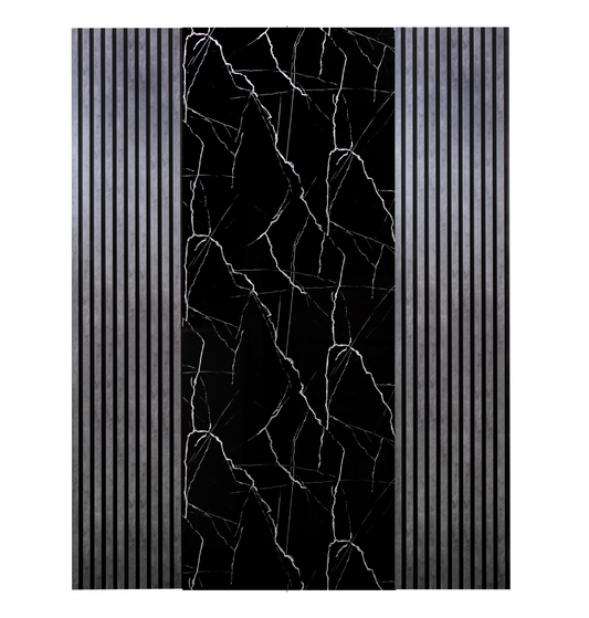 Pachet cu 2 panouri riflaj antracite si o placa decorativa neagra cu alb – PanelDecorArt