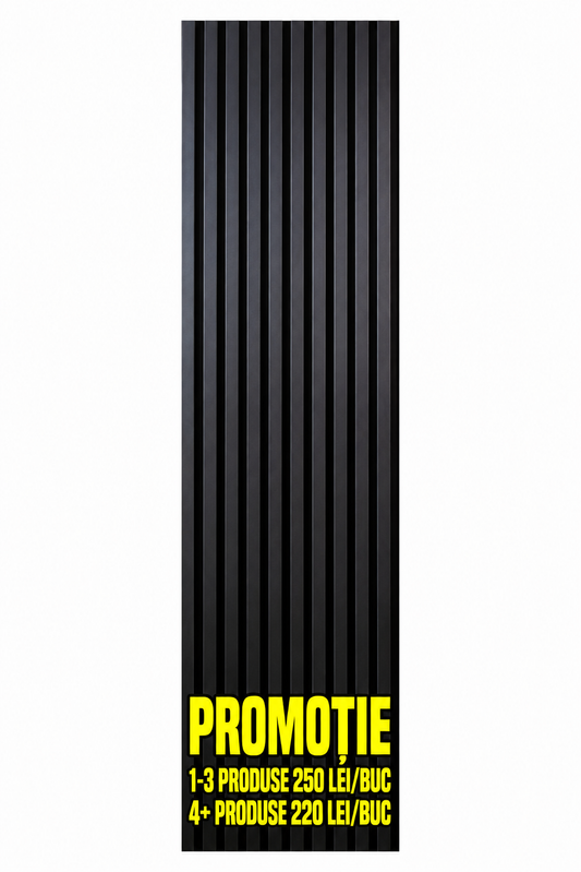 Panou Riflaj Decorativ, MDF, 2800 x 500 x 24 mm, Negru